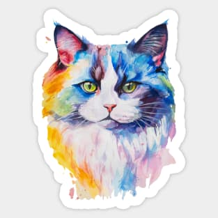 watercolor Ragdoll Cat Sticker